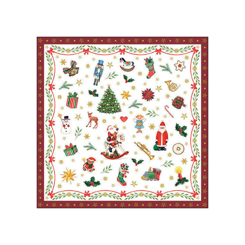 Servetele de masa, 20 buc, 33x33 cm, Christmas Ornaments Red - AMBIENTE