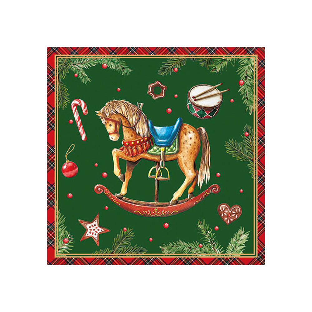 Servetele de masa, 20 buc, 33x33 cm, Classic Rocking Horse Green - AMBIENTE