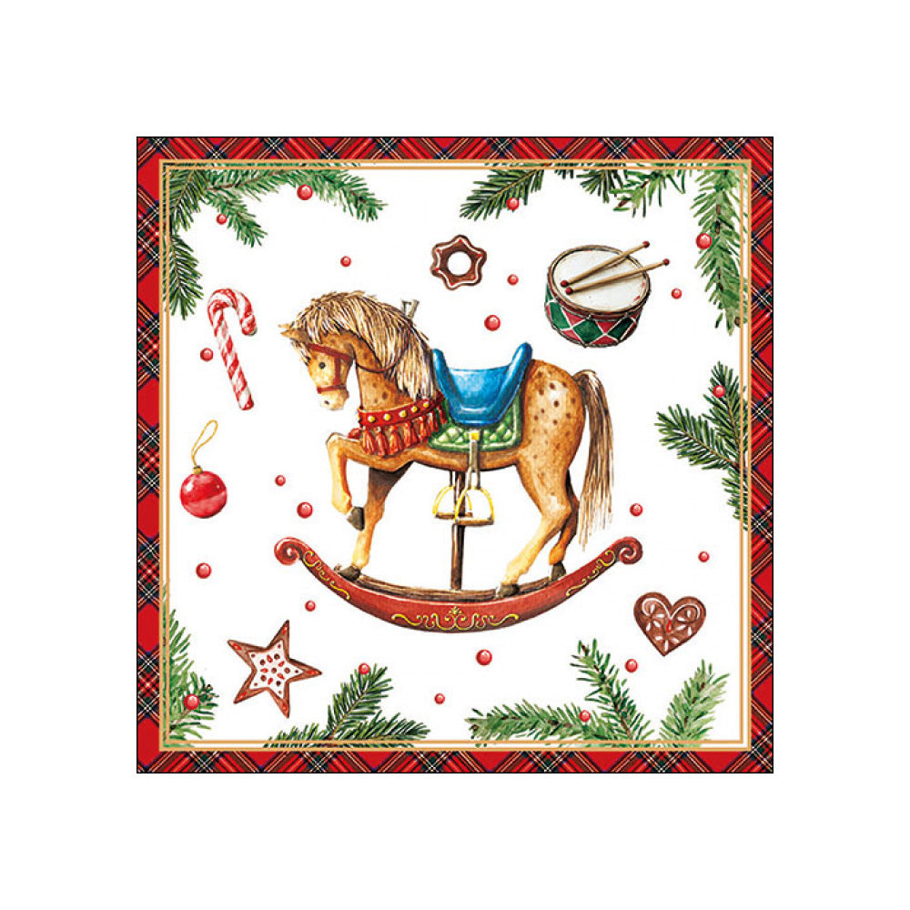 Servetele de masa, 20 buc, 33x33 cm, Classic Rocking Horse White - AMBIENTE