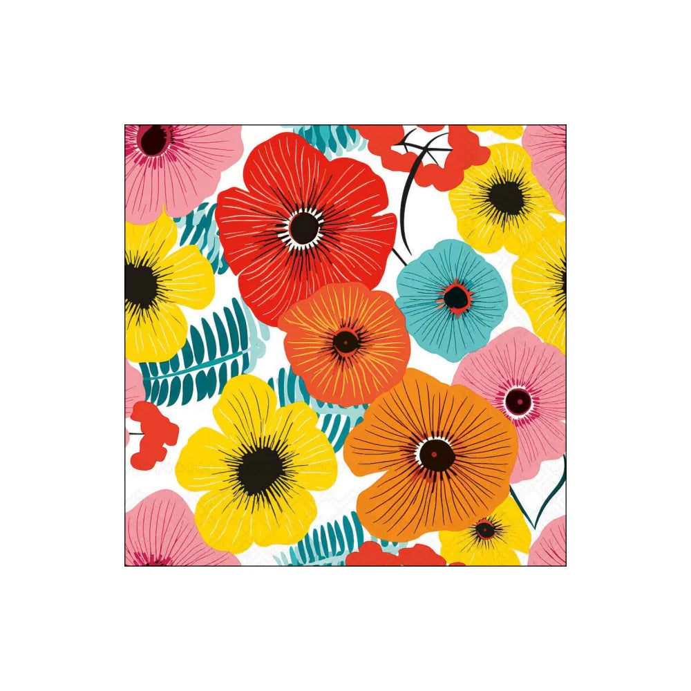 Servetele de masa, 20 buc, 33x33 cm, Colourful Flowers Red - AMBIENTE