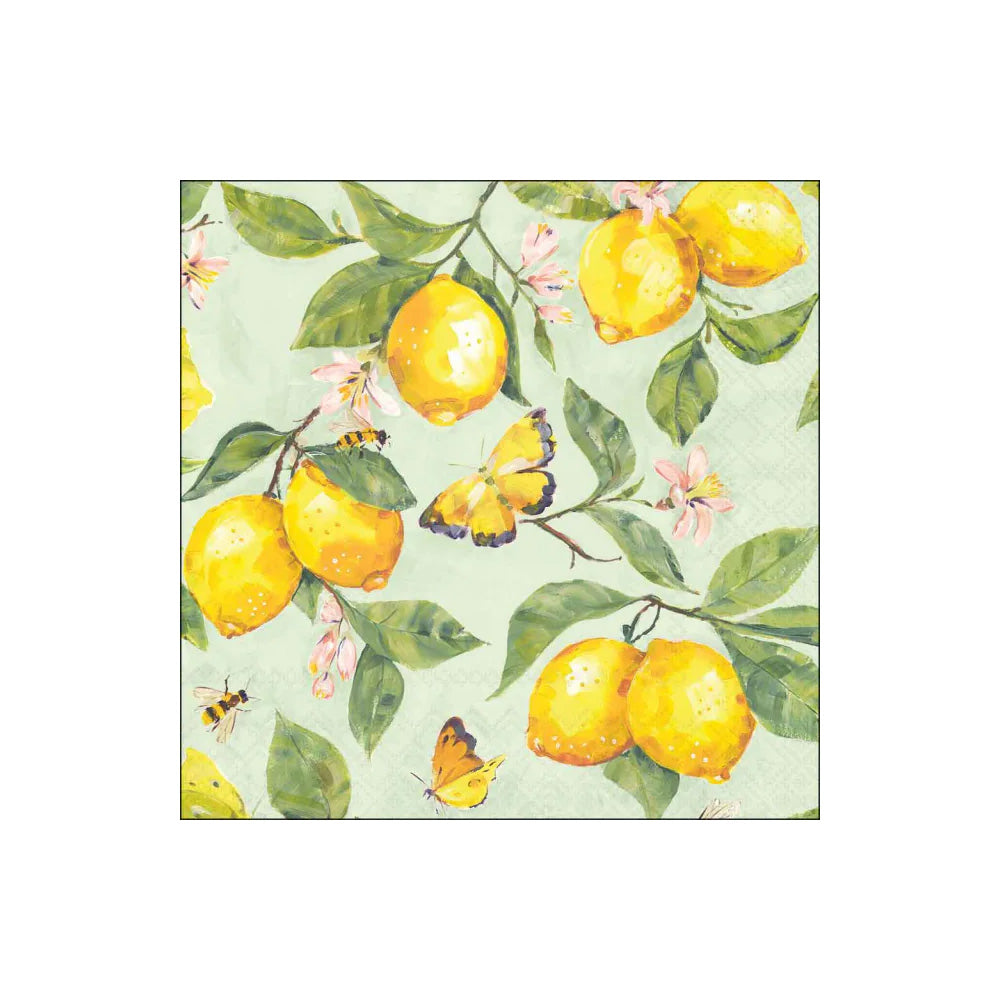 Servetele de masa, 20 buc, 33x33 cm, Fresh Lemons Green - AMBIENTE