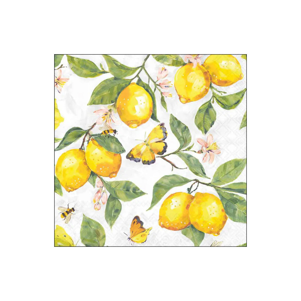 Servetele de masa, 20 buc, 33x33 cm, Fresh Lemons White - AMBIENTE