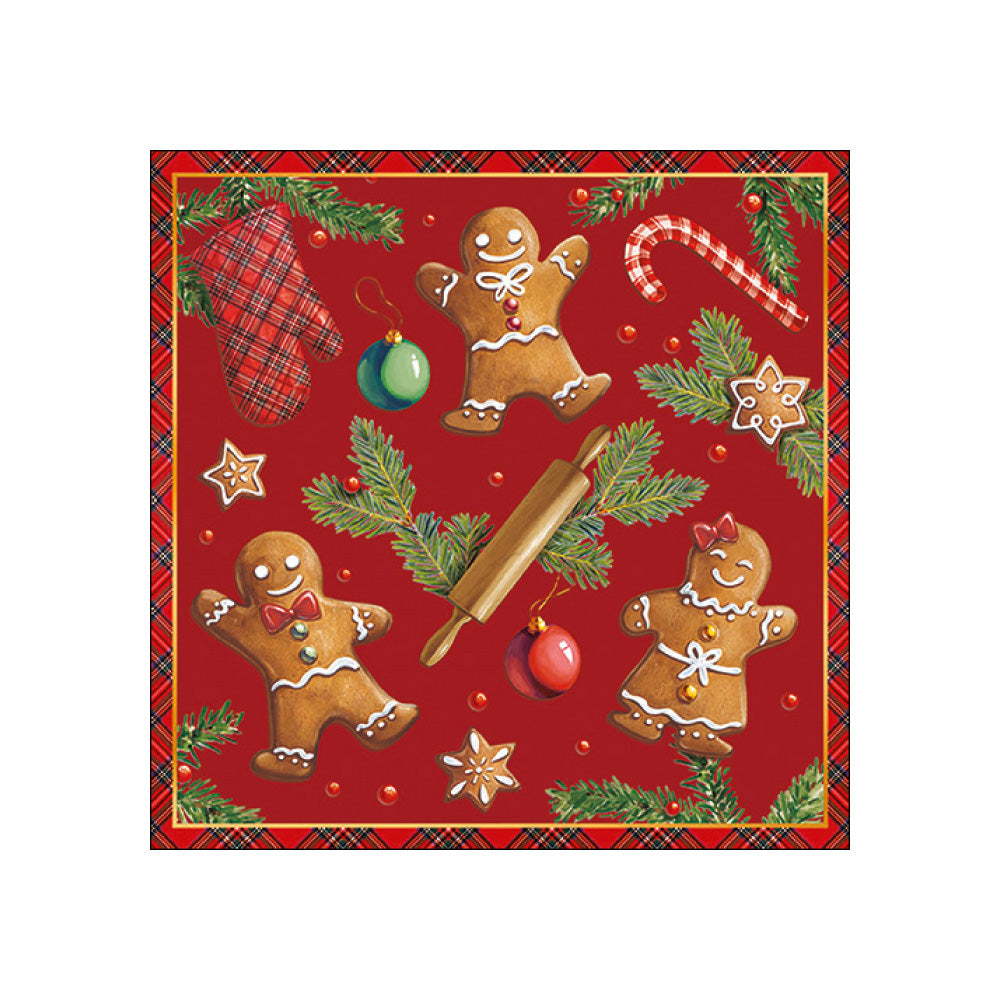 Servetele de masa, 20 buc, 33x33 cm, Gingerbread Cookies Red - AMBIENTE
