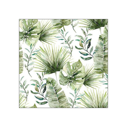 Servetele de masa, 20 buc, 33x33 cm, Jungle Leaves White - AMBIENTE