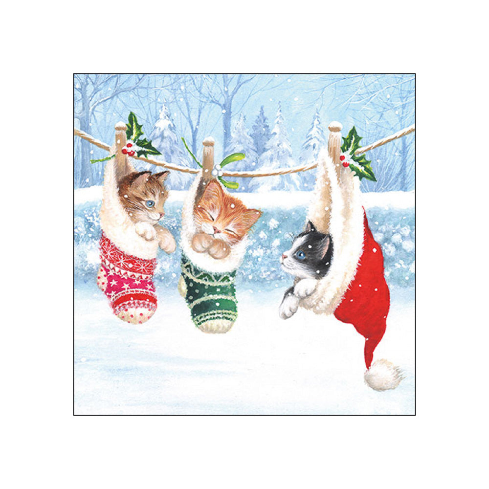 Servetele de masa, 20 buc, 33x33 cm, Kitten in Winterland - AMBIENTE