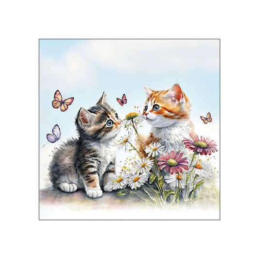 Servetele de masa, 20 buc, 33x33 cm, Kittens in flower field - AMBIENTE
