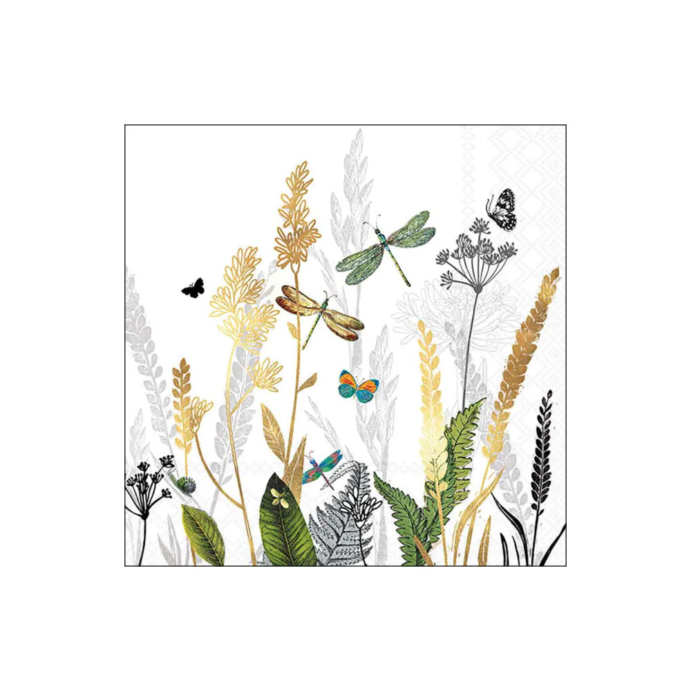 Servetele de masa, 20 buc, 33x33 cm, Ornamental Flowers White - AMBIENTE