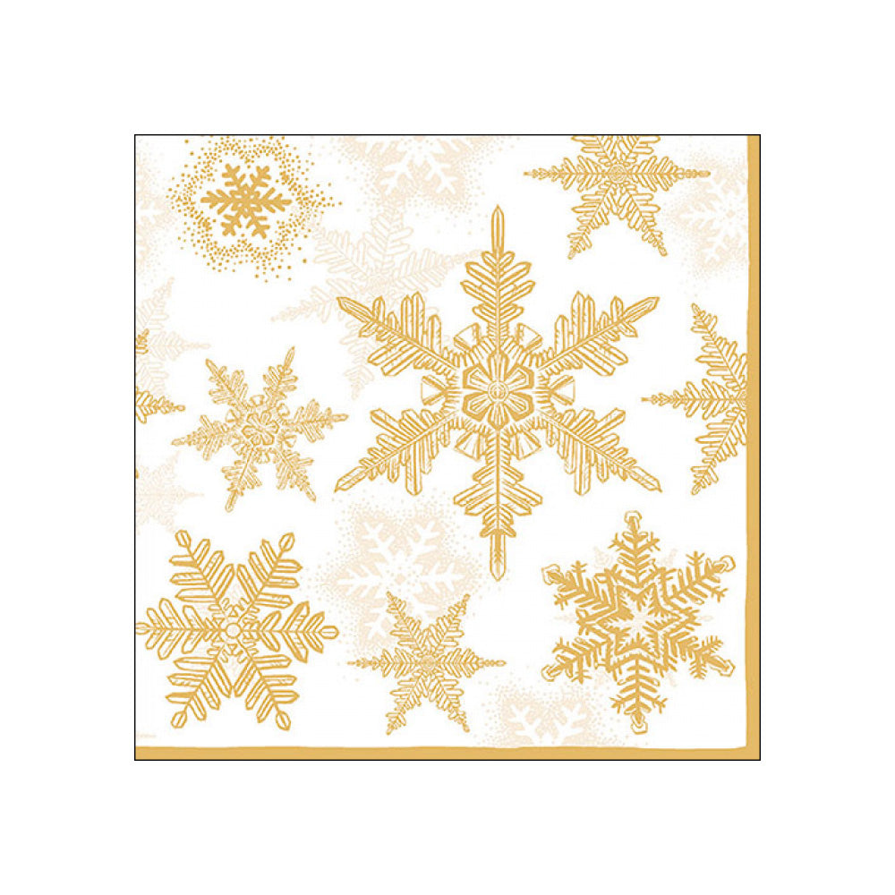 Servetele de masa, 20 buc, 33x33 cm, Snow Crystals White/Gold - AMBIENTE