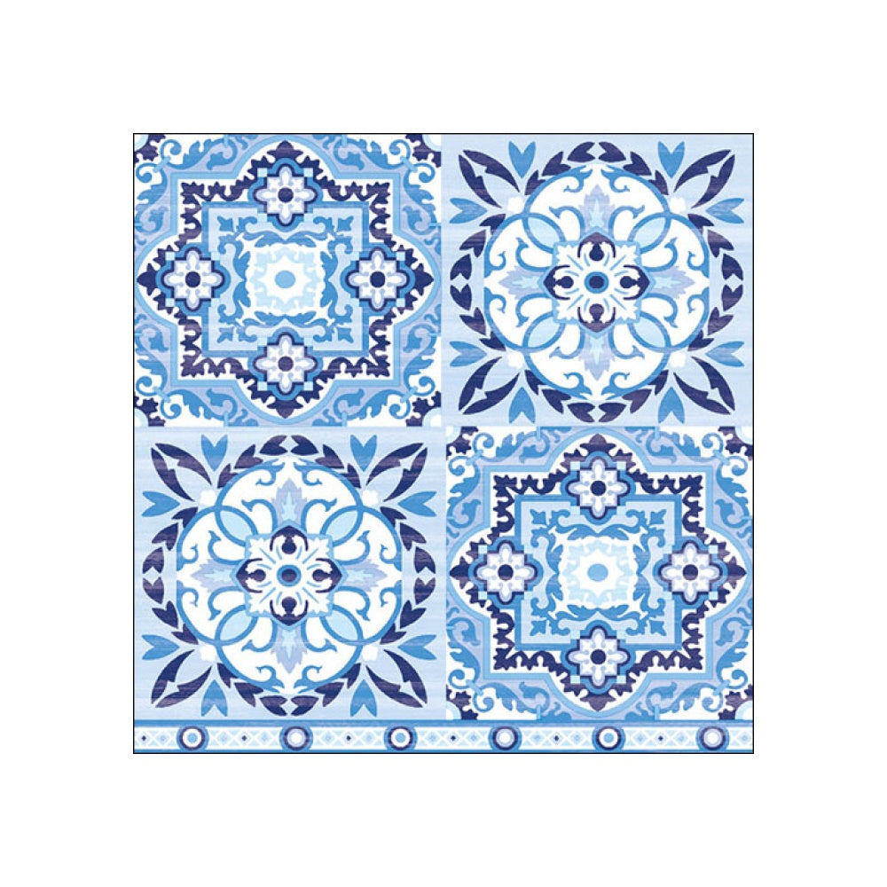Servetele de masa, 20 buc, 33x33 cm, Tiles Blue - AMBIENTE