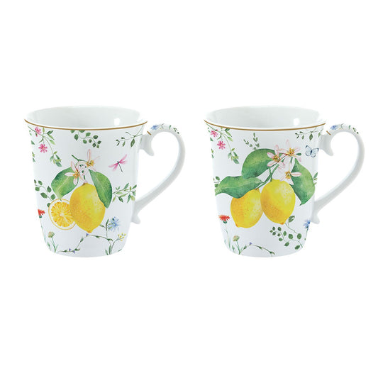 Set 2 cani din portelan, 275 ml, Fleurs Citrons - SIMONA'S COOKSHOP