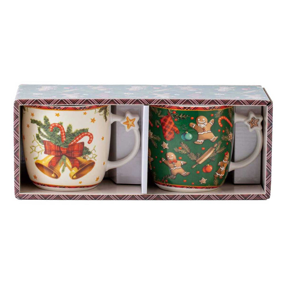 Set 2 cani din portelan, 350 ml, Green Bells - COOKSHOP SPECIALS