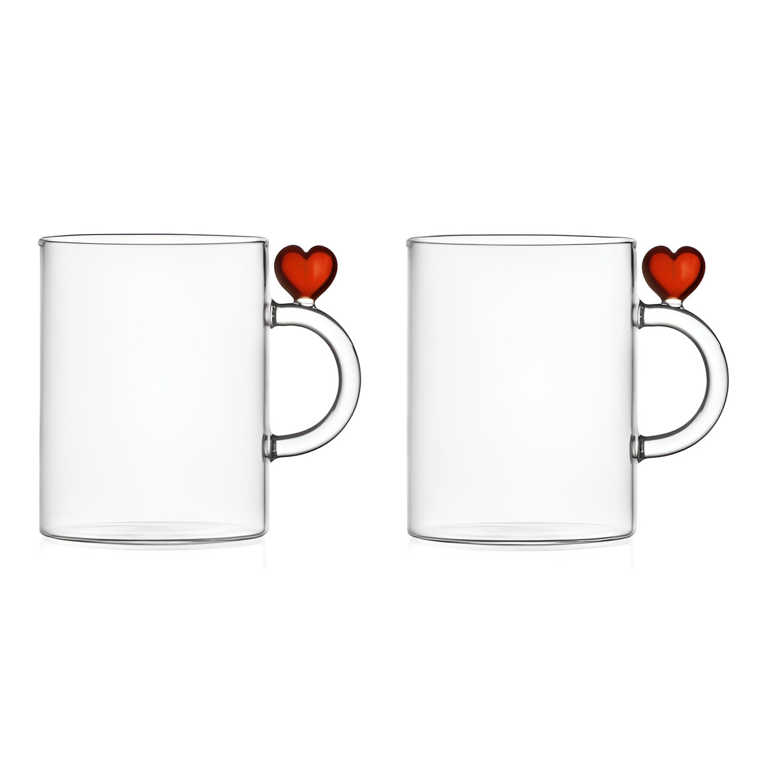 Set 2 cani din sticla, inima rosie, Cuore by Alessandra Baldereschi - ICHENDORF