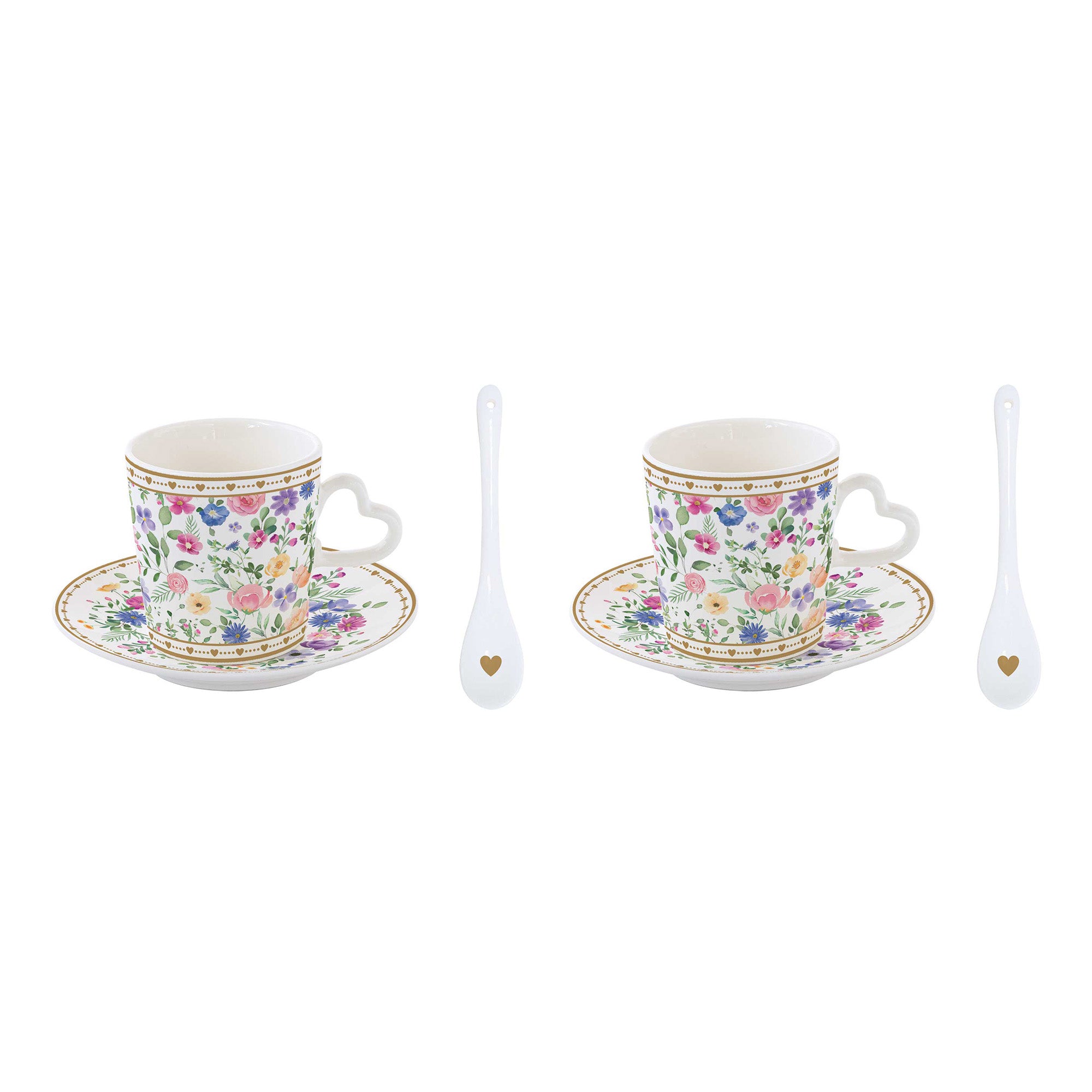 Set 2 cesti pentru cafea cu farfurii si lingurite, 100 ml, Mon Amour - COOKSHOP SPECIALS