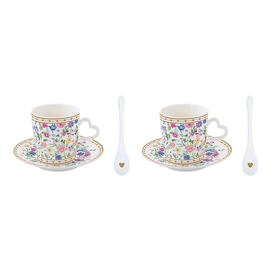 Set 2 cesti pentru cafea cu farfurii si lingurite, 100 ml, Mon Amour - COOKSHOP SPECIALS