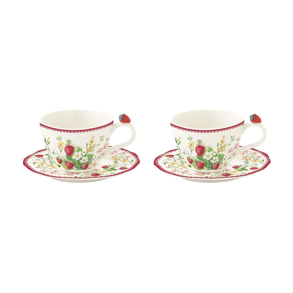 Set 2 cesti pentru cafea si farfurii, 120 ml, Strawberry Garden - COOKSHOP SPECIALS