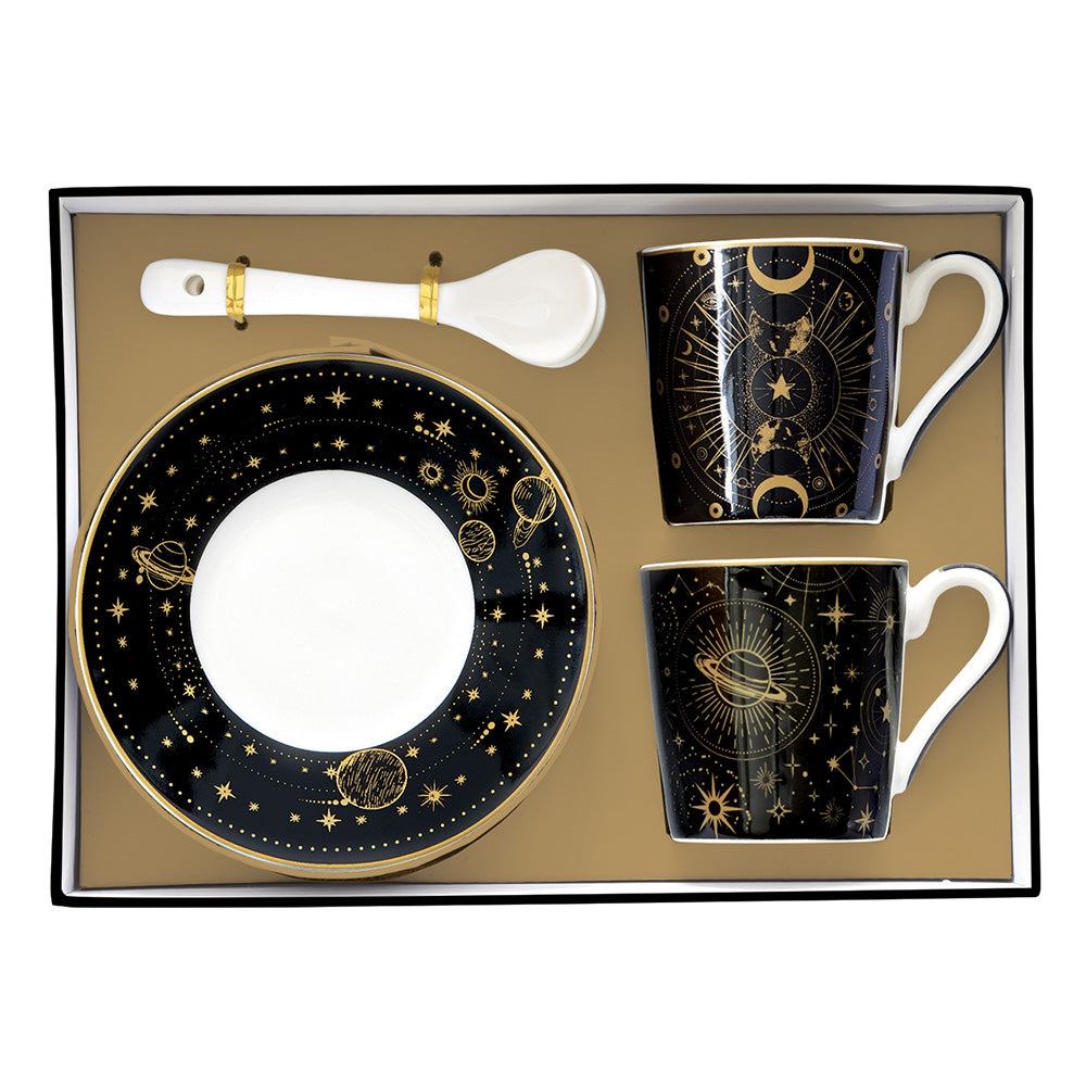 Set 2 cesti pentru espresso cu fafurii si lingurite, 100 ml, Celestial - COOKSHOP SPECIALS