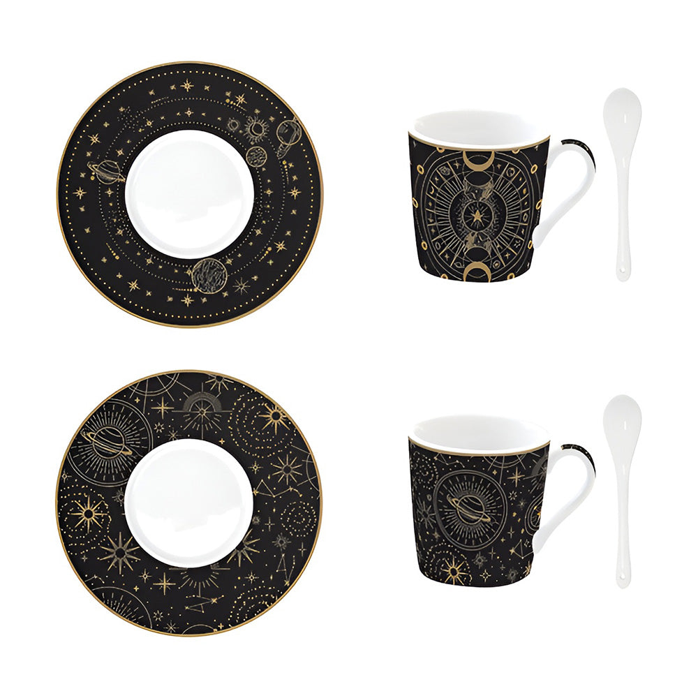 Set 2 cesti pentru espresso cu fafurii si lingurite, 100 ml, Celestial - COOKSHOP SPECIALS