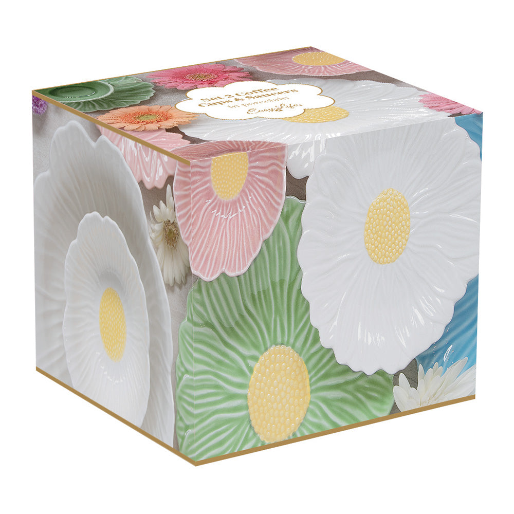 Set 2 cesti pentru espresso si farfurie, 80 ml, Daisy - COOKSHOP SPECIALS