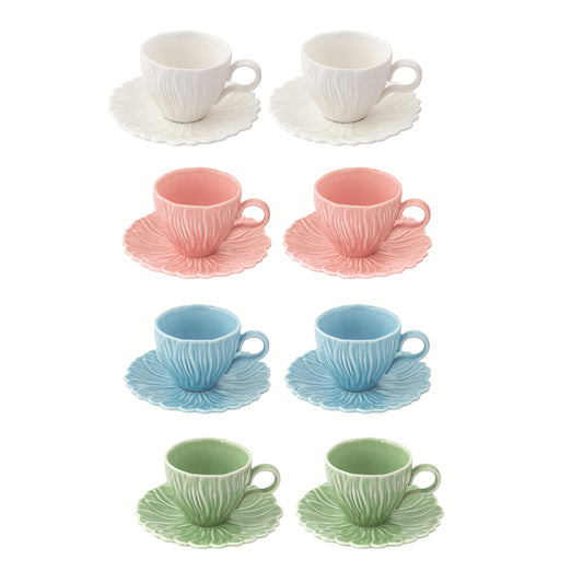 Set 2 cesti pentru espresso si farfurie, 80 ml, Daisy - COOKSHOP SPECIALS