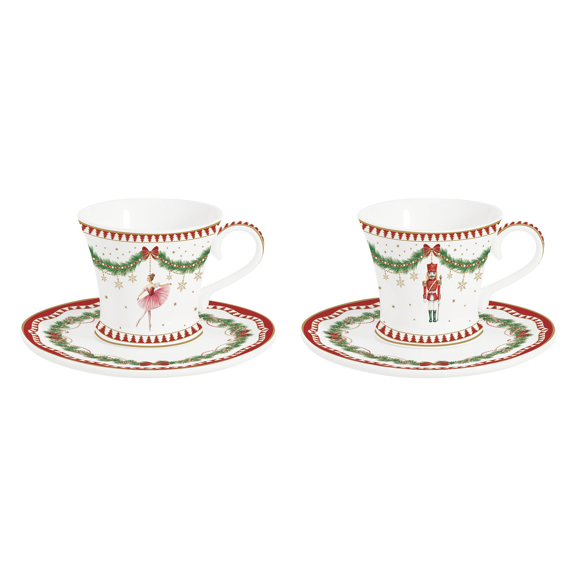 Set 2 cesti si farfurii pentru espresso, 80 ml, Magie Noel - COOKSHOP SPECIALS