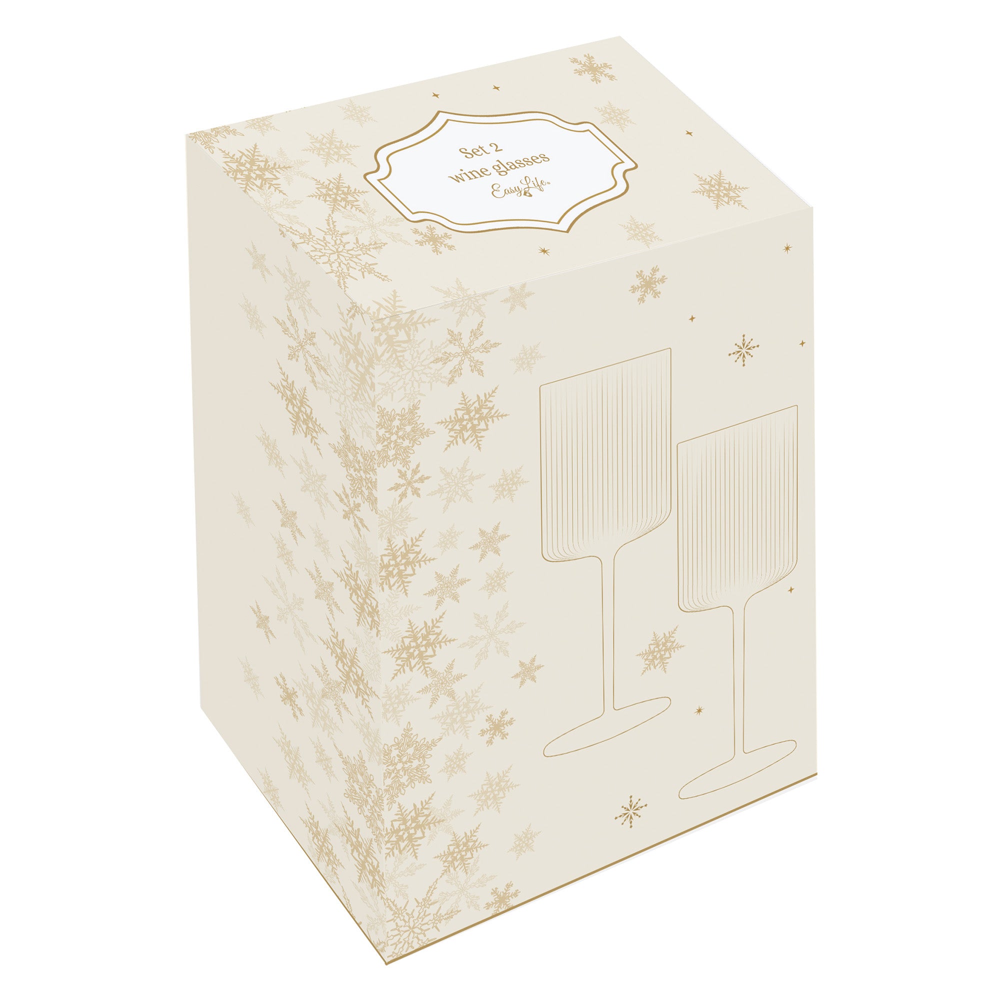 Set 2 pahare pentru vin, 300 ml, Gold - COOKSHOP SPECIALS