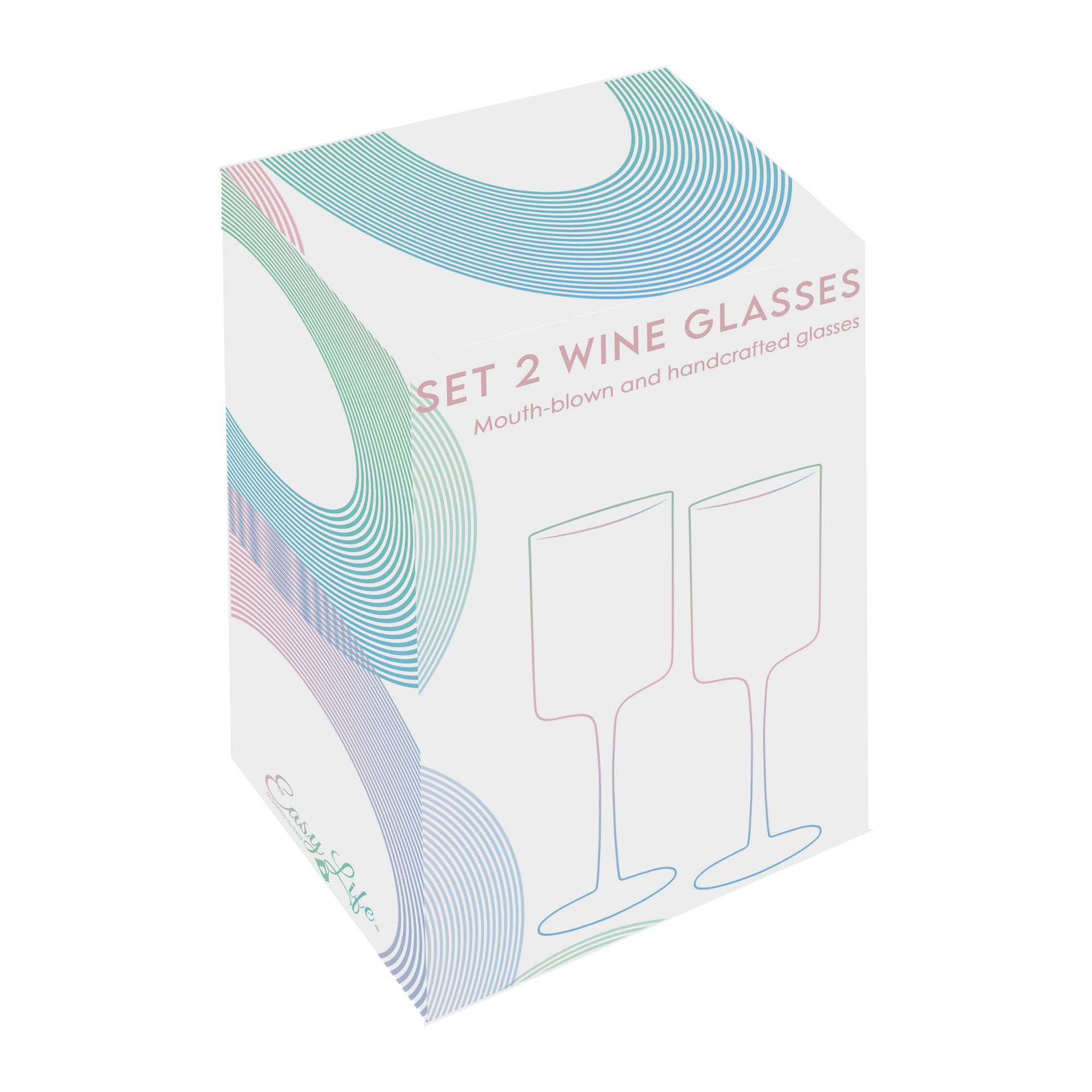 Set 2 pahare pentru vin, verde, 380 ml, Rainbow - COOKSHOP SPECIALS