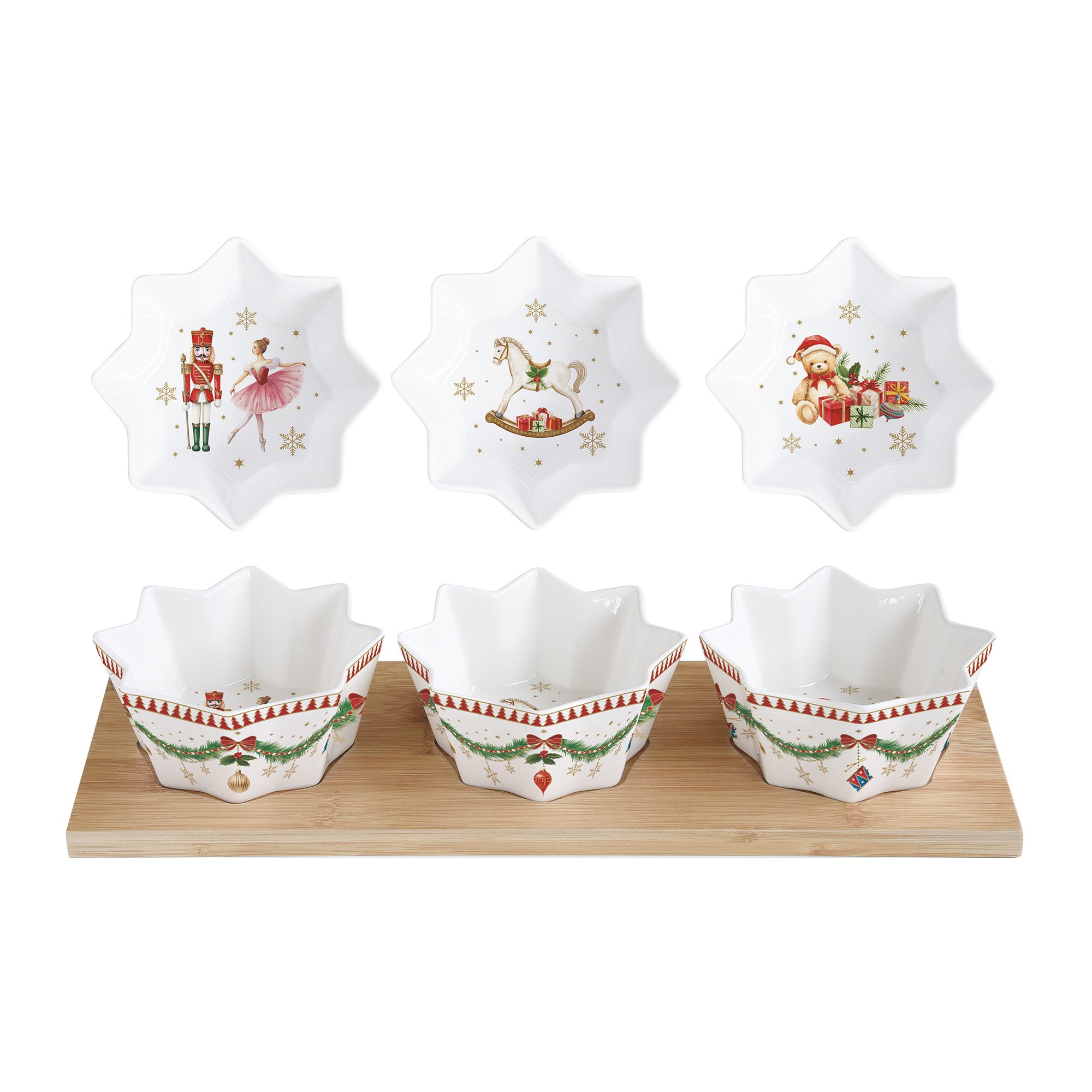 Set 3 boluri si tava din lemn, Magie Noel - COOKSHOP SPECIALS