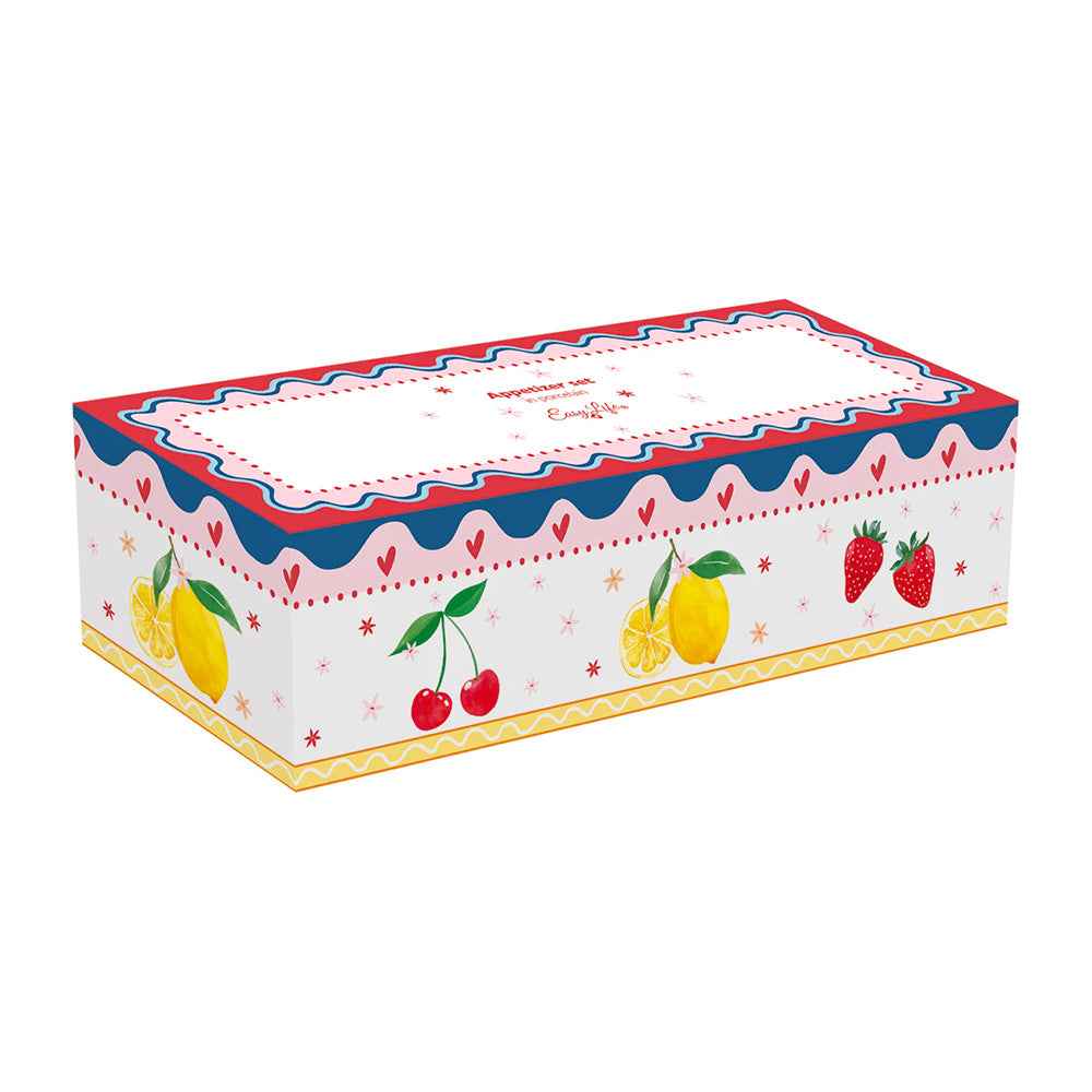 Set 3 sosiere din portelan cu suport din lemn, Fruit Mania - COOKSHOP SPECIALS