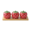 Set 3 sosiere din portelan cu suport din lemn, Strawberry Garden - COOKSHOP SPECIALS