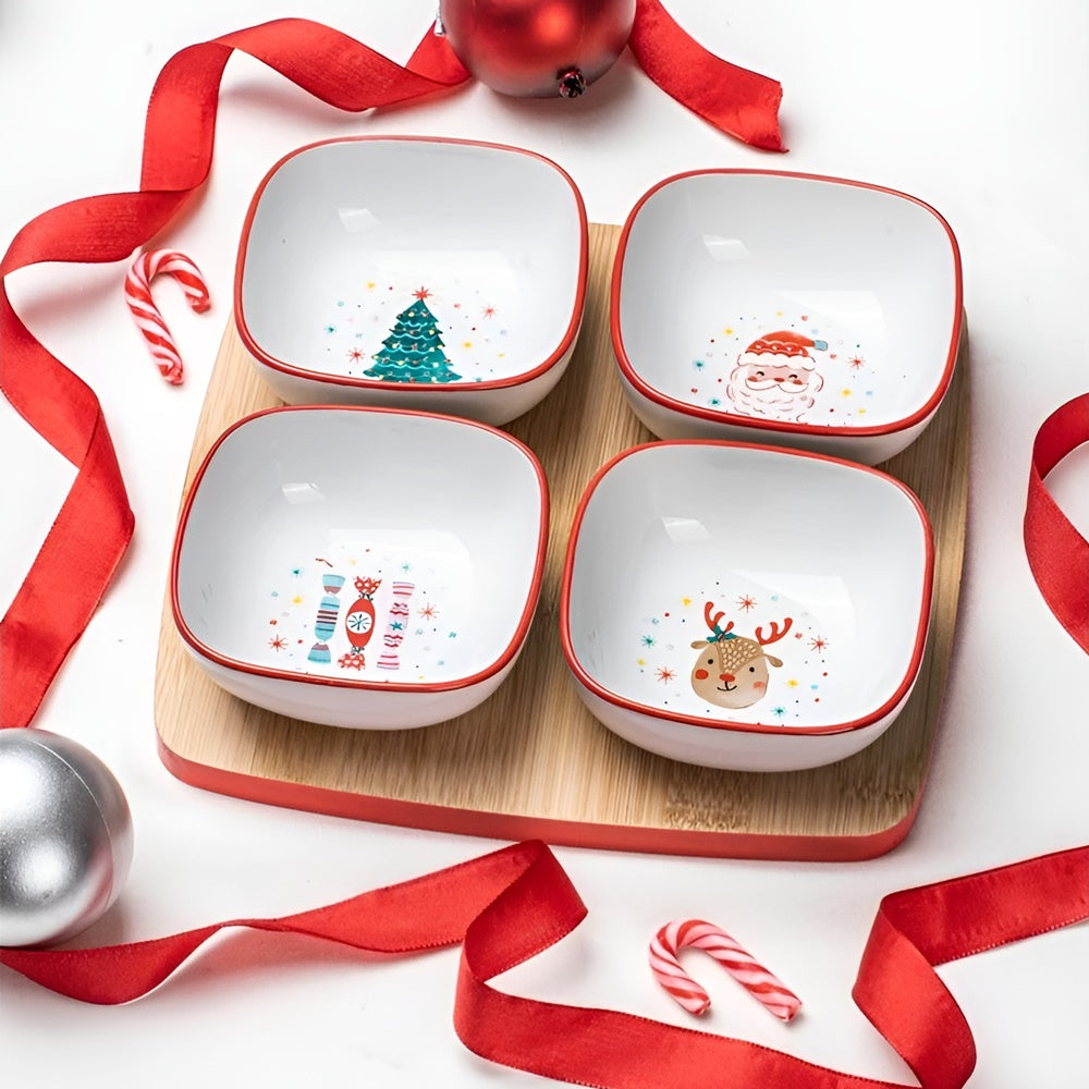 Set 4 boluri si tava din lemn, Candy - Simona's Cookshop - Image 1