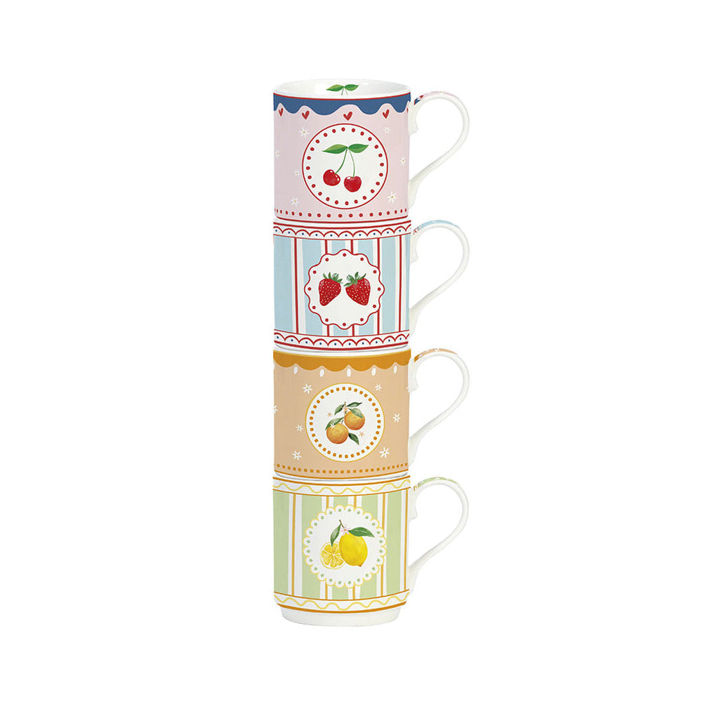 Set 4 cani din portelan, 275 ml, Fruit Mania - COOKSHOP SPECIALS
