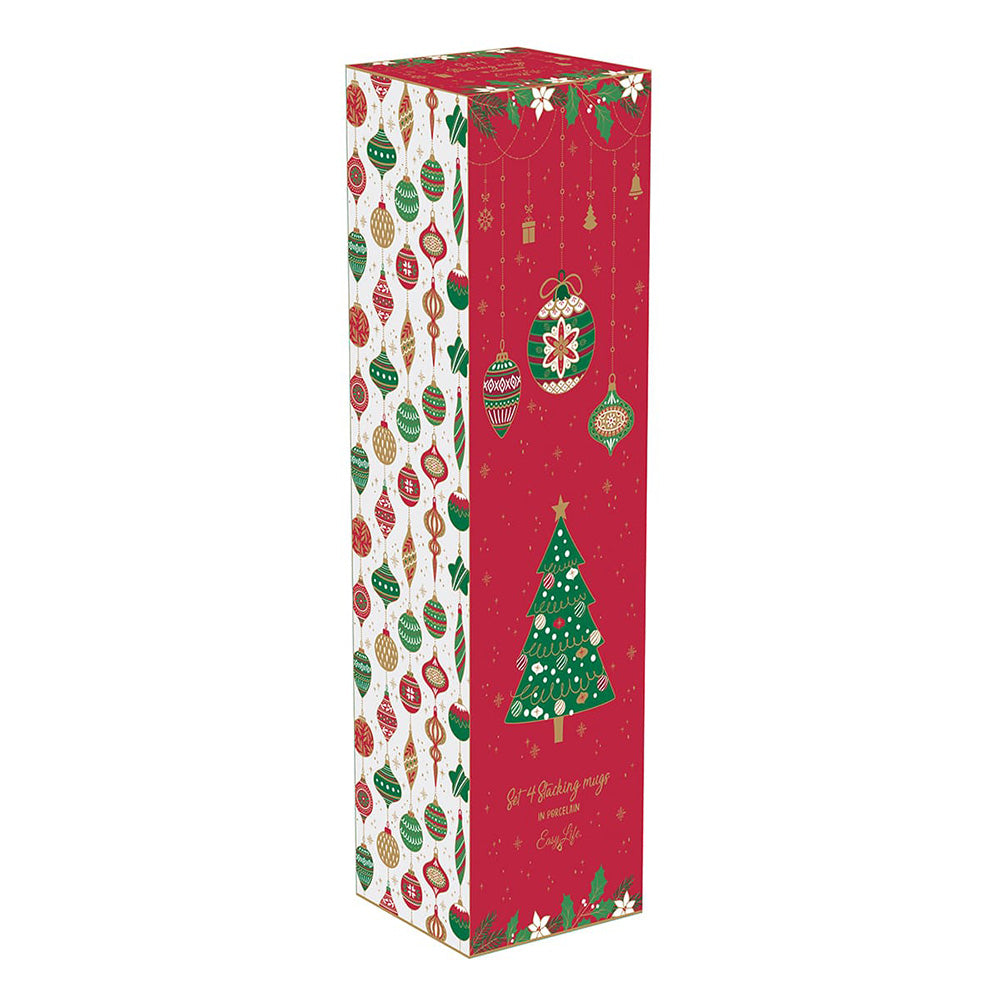 Set 4 cani din portelan, 275 ml, Jingle Bells - COOKSHOP SPECIALS