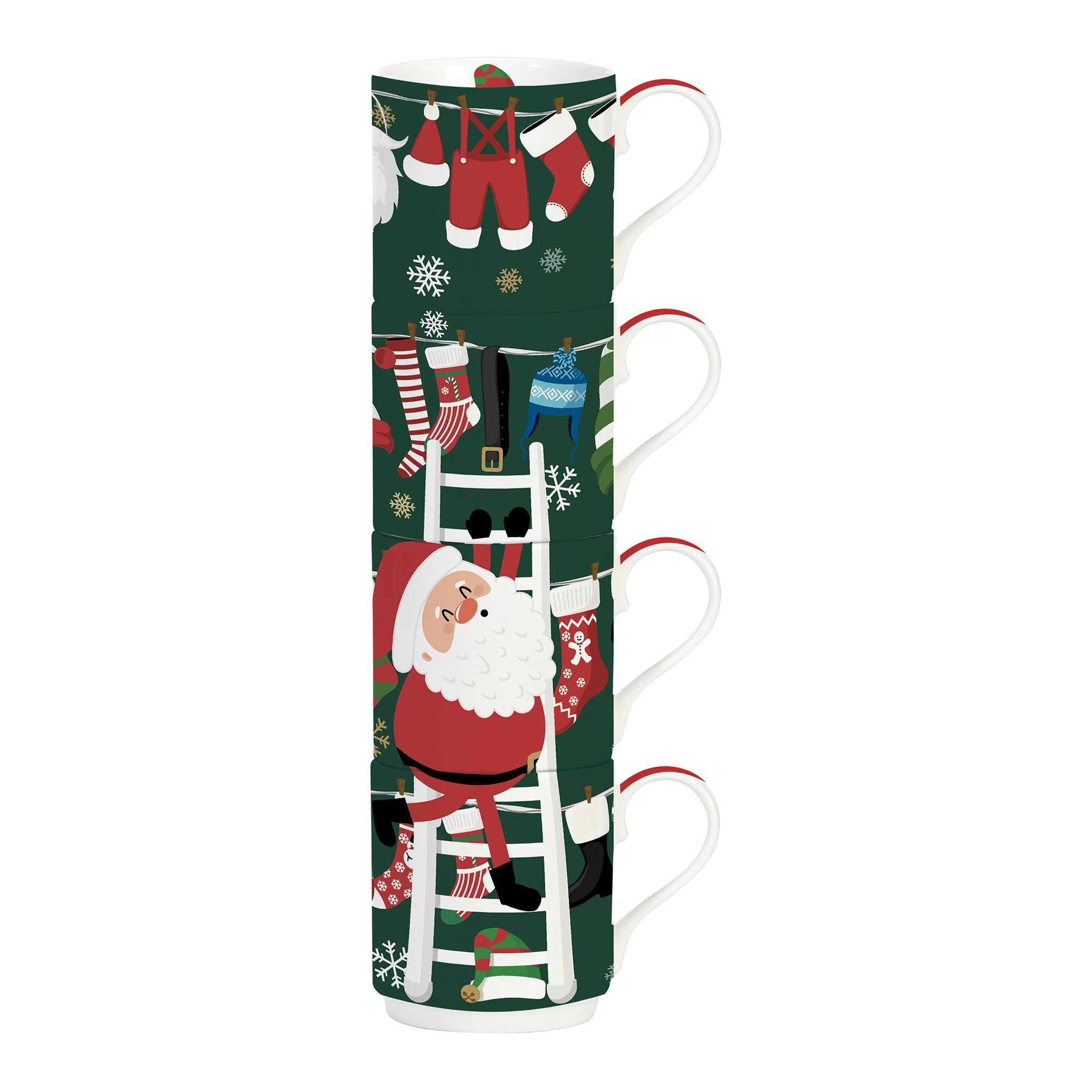 Set 4 cani din portelan, 275 ml, Santa's Outfits - COOKSHOP SPECIALS