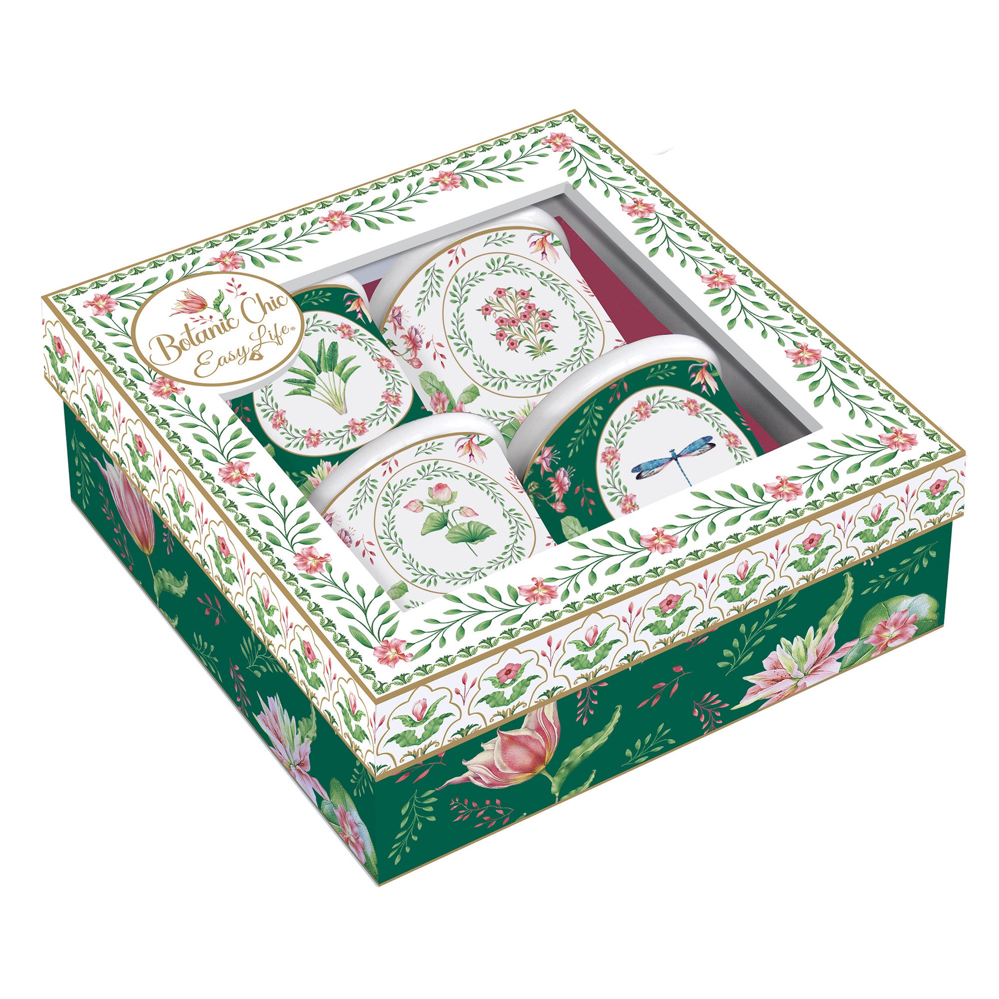 Set 4 cesti pentru cafea, 100 ml, Botanic Chic - COOKSHOP SPECIALS