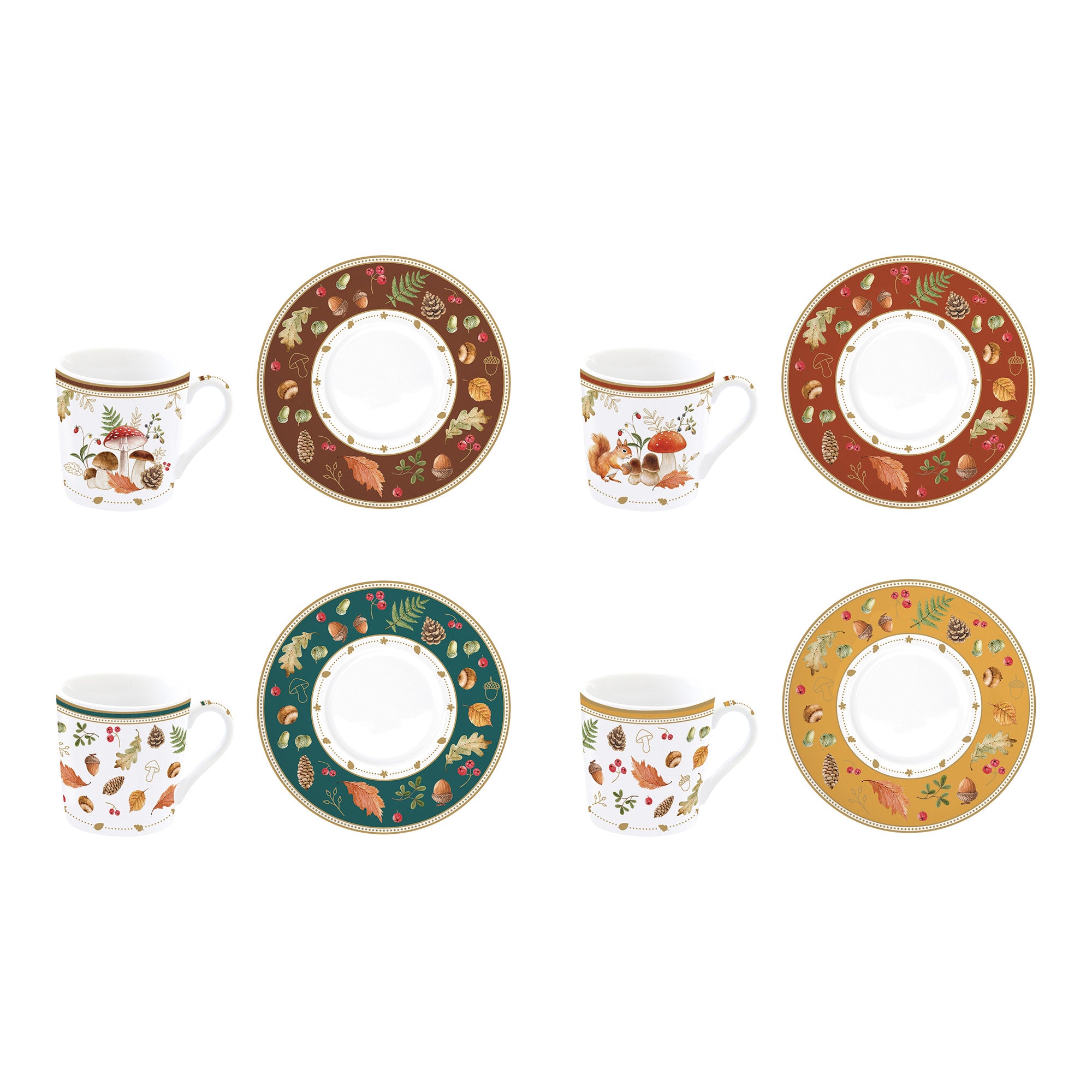 Set 4 cesti pentru espresso si fafurii, 100 ml, Forest Breeze - COOKSHOP SPECIALS