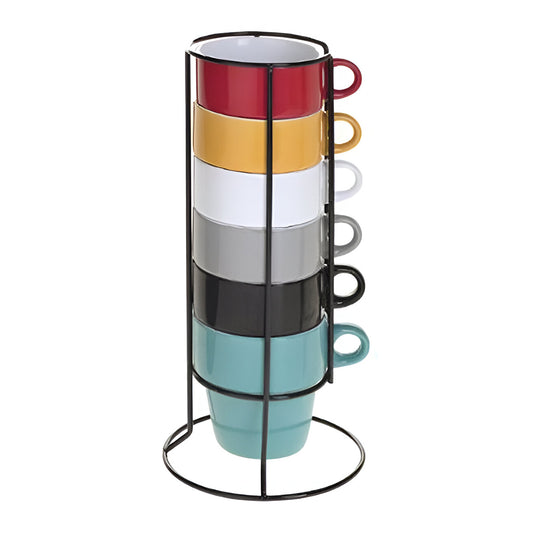 Set 6 cani pentru cappuccino cu suport metalic - COOKSHOP SPECIALS