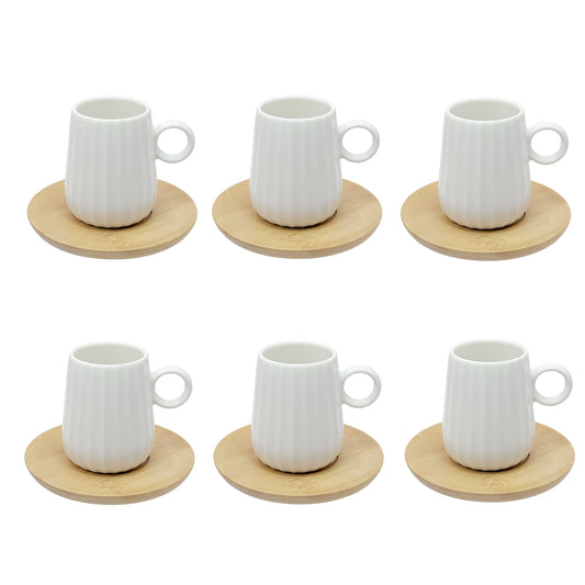 Set 6 cesti pentru cafea si farfurii, 90 ml, Intavola Stripes - LA PORCELLANA BIANCA