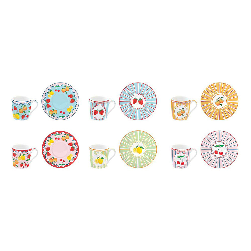Set 6 cesti pentru espresso si farfurii, 100 ml, Fruit Mania - COOKSHOP SPECIALS