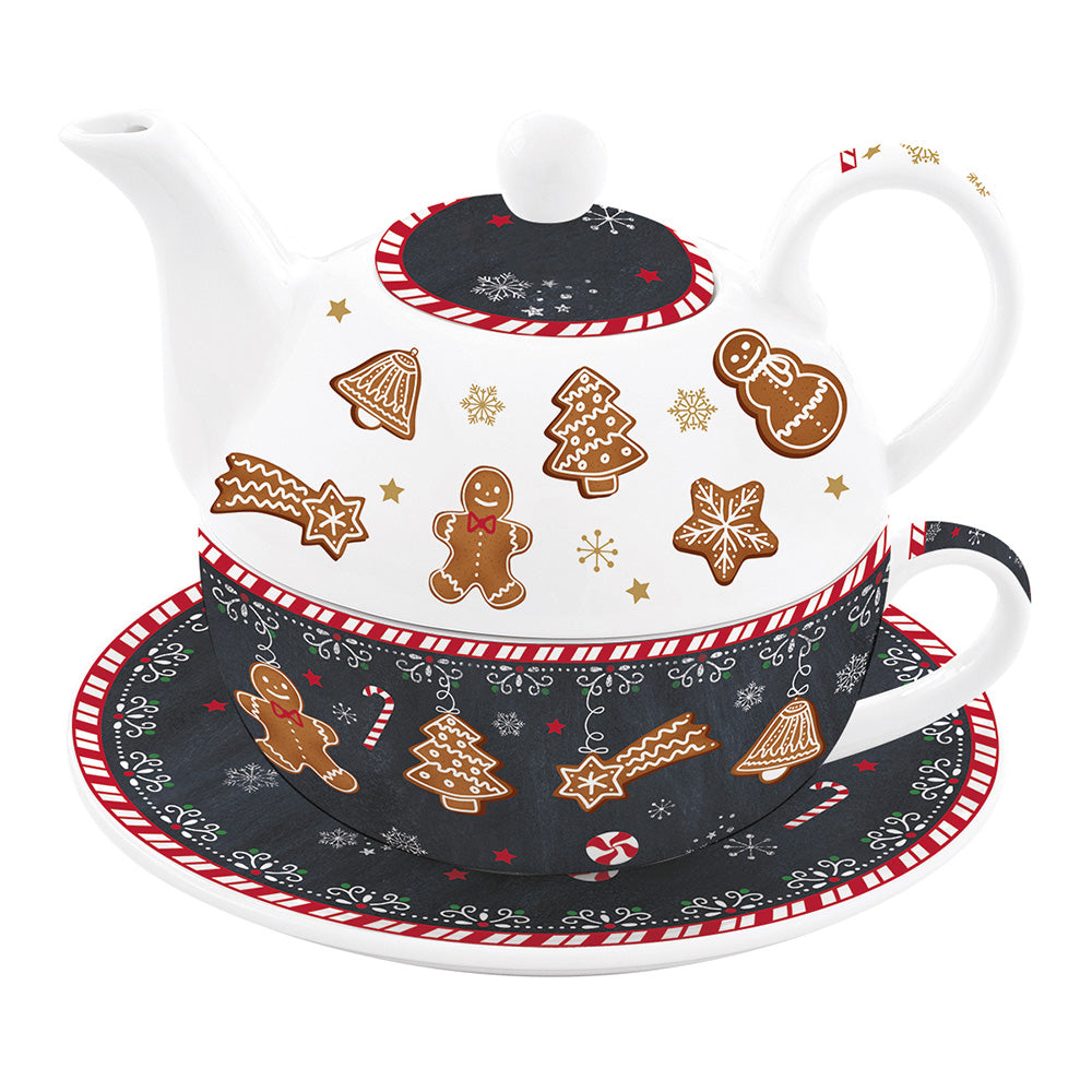 Set ceainic din portelan si farfurie, 350/350 ml, Gingerbread - COOKSHOP SPECIALS
