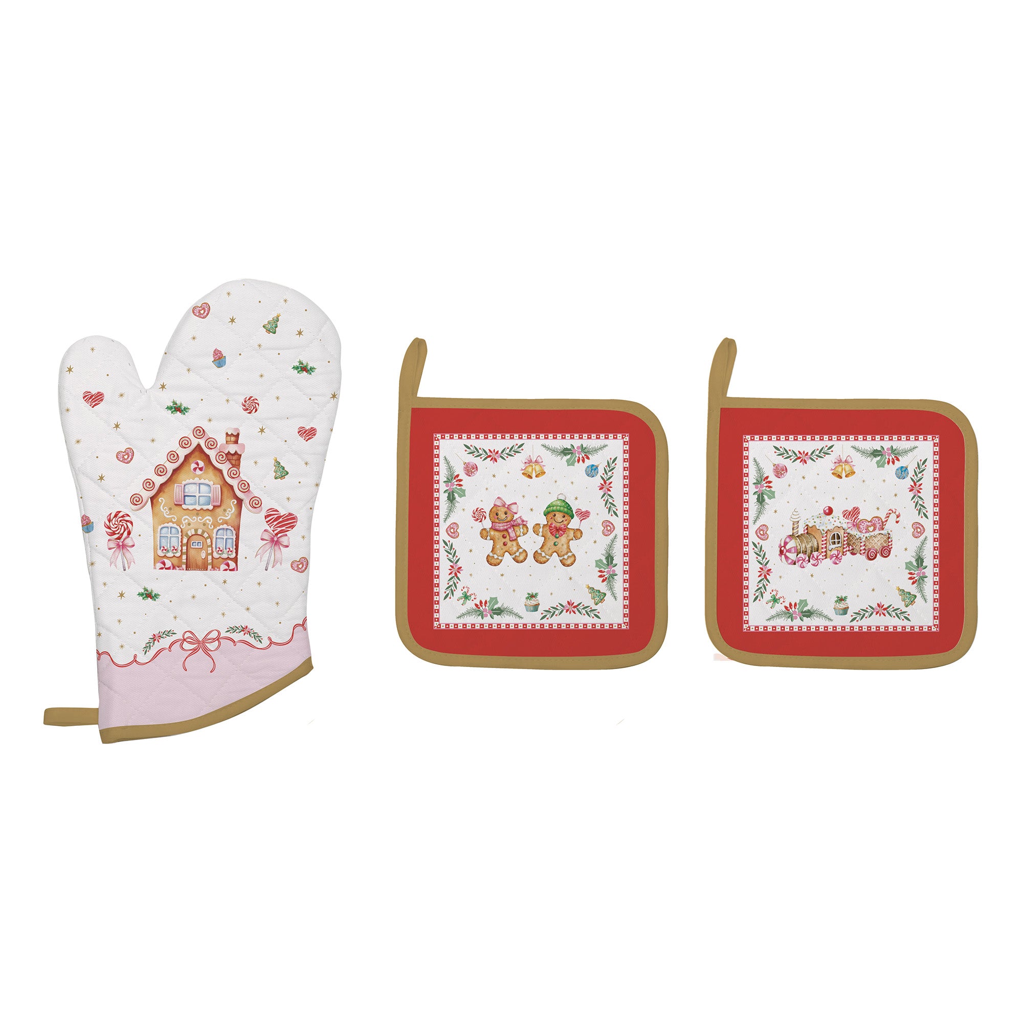 Set manusa de bucatarie si 2 potholdere, Sweet Christmas - COOKSHOP SPECIALS