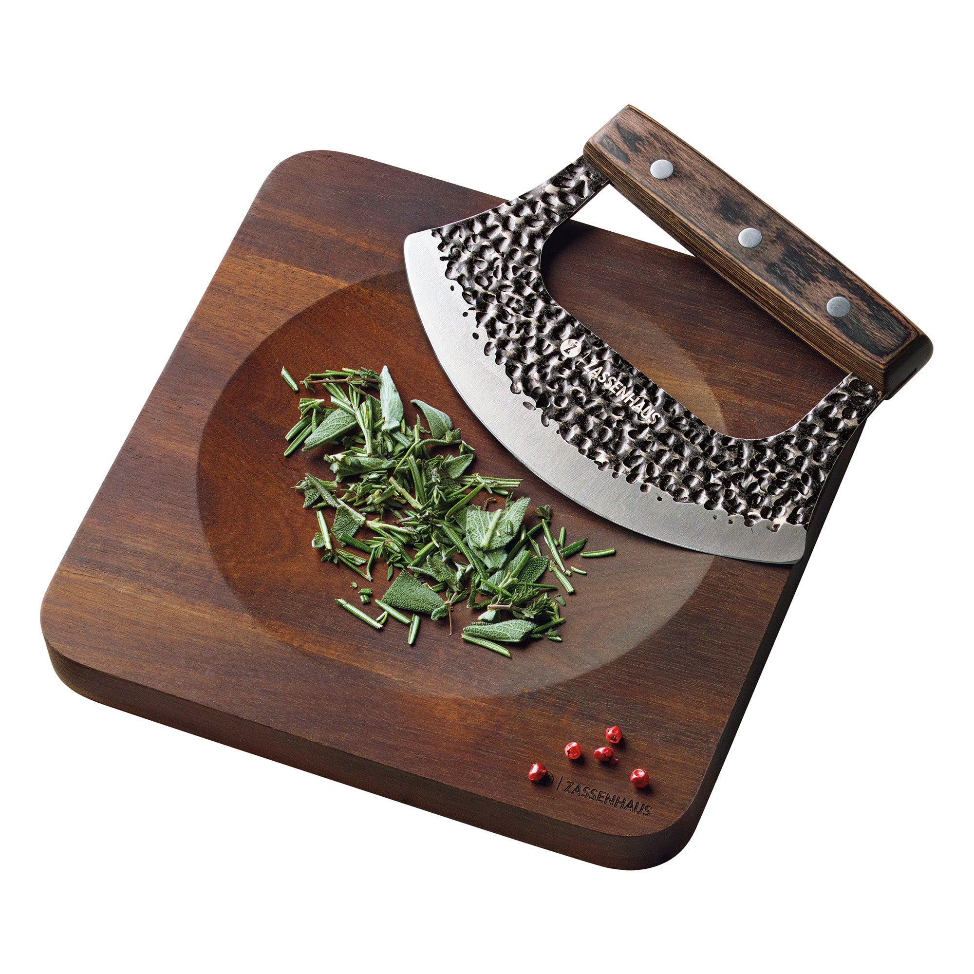 Set tocator de lemn si cutit pentru tocat ierburi, 20 cm, Mincer - ZASSENHAUS