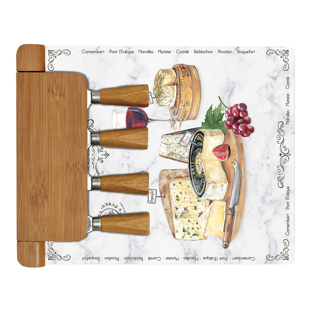 Set tocator si 4 cutite pentru branza, 30x25 cm, Les Fromages - COOKSHOP SPECIALS
