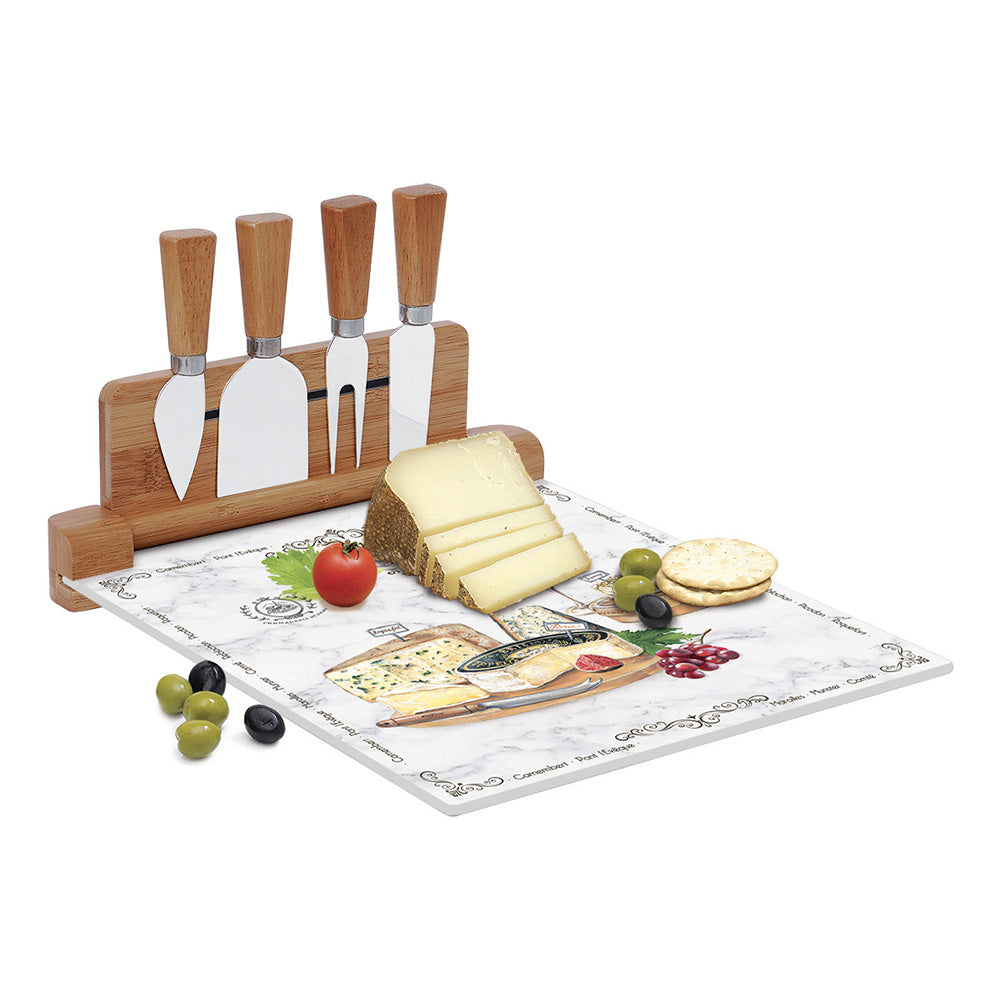 Set tocator si 4 cutite pentru branza, 30x25 cm, Les Fromages - COOKSHOP SPECIALS