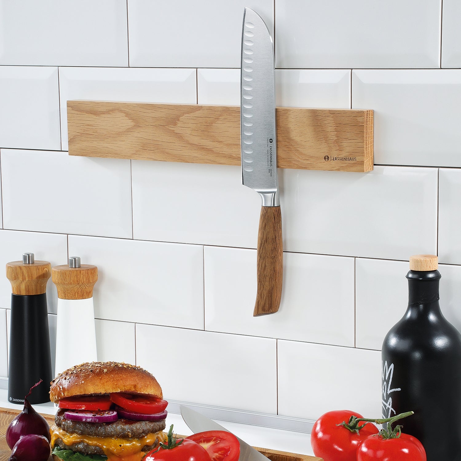 Suport magnetic pentru cutite, lemn de stejar, 40 cm - ZASSENHAUS