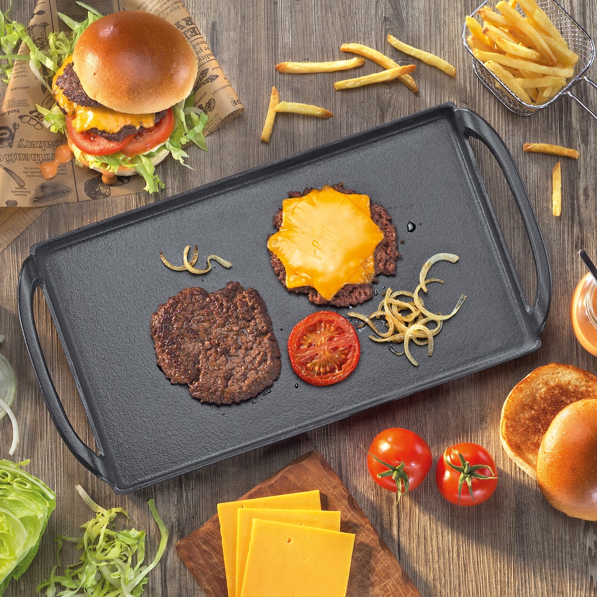 Tava pentru grill cu manere, fonta, 38x23 cm, Provence - KUCHENPROFI