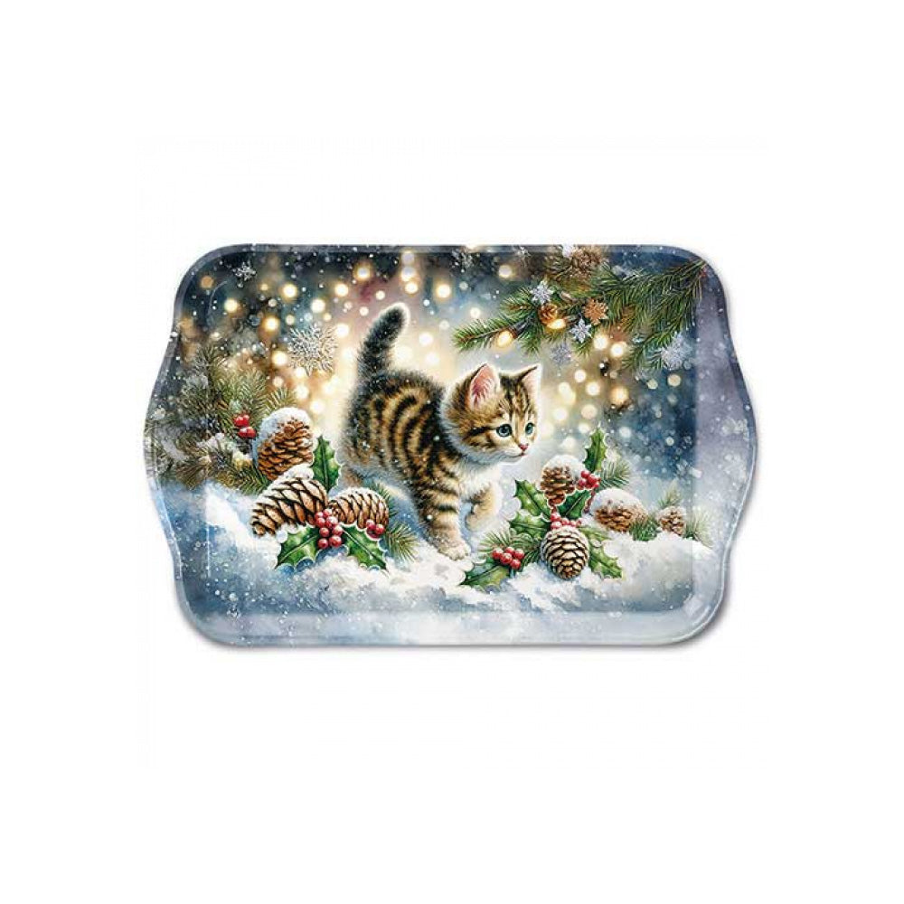 Tava pentru servire, 13x21 cm, Cute cat in the snow - AMBIENTE