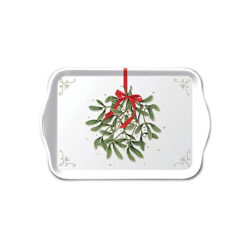 Tava pentru servire, 13x21 cm, Mistletoe with Bow White - AMBIENTE