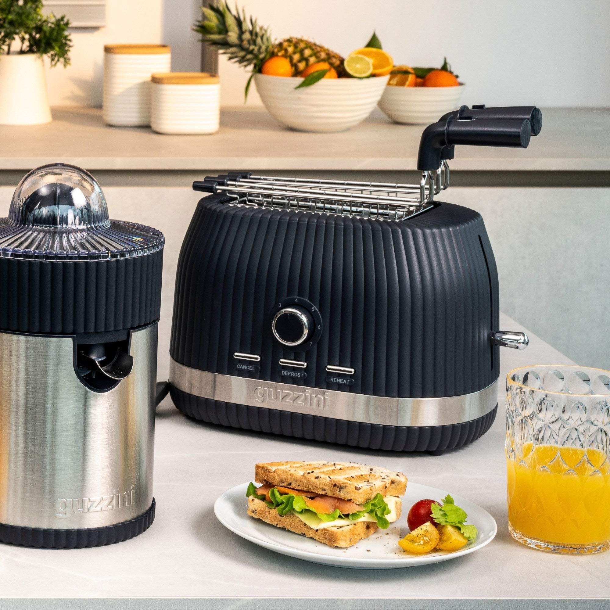Toaster cu clesti, pentru 2 felii de paine, antracit, Sous Chef - GUZZINI