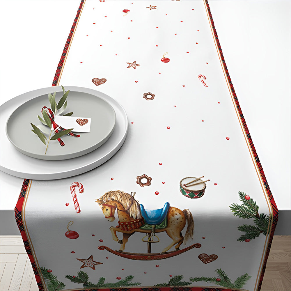 Traversa pentru masa, 40x150 cm, Classic Rocking Horse White - AMBIENTE
