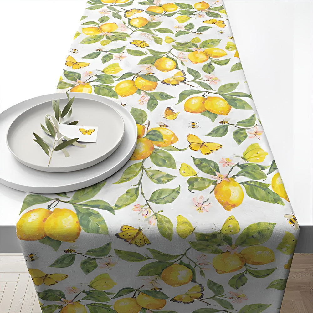 Traversa pentru masa, 40x150 cm, Fresh Lemons White - AMBIENTE